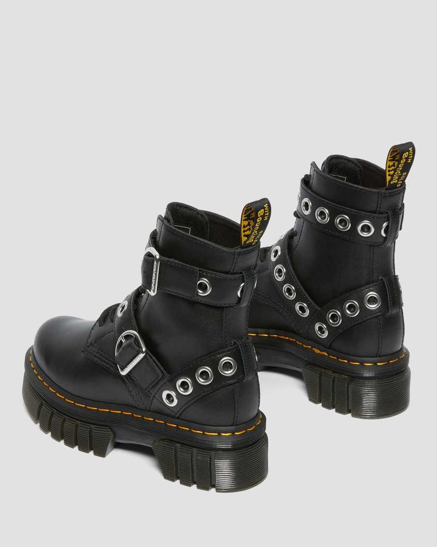 Women's Dr Martens Audrick Hardware Leather Lace Up Boots Black Nappa Lux | 534WRQXKC