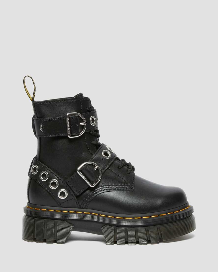 Women's Dr Martens Audrick Hardware Leather Lace Up Boots Black Nappa Lux | 534WRQXKC