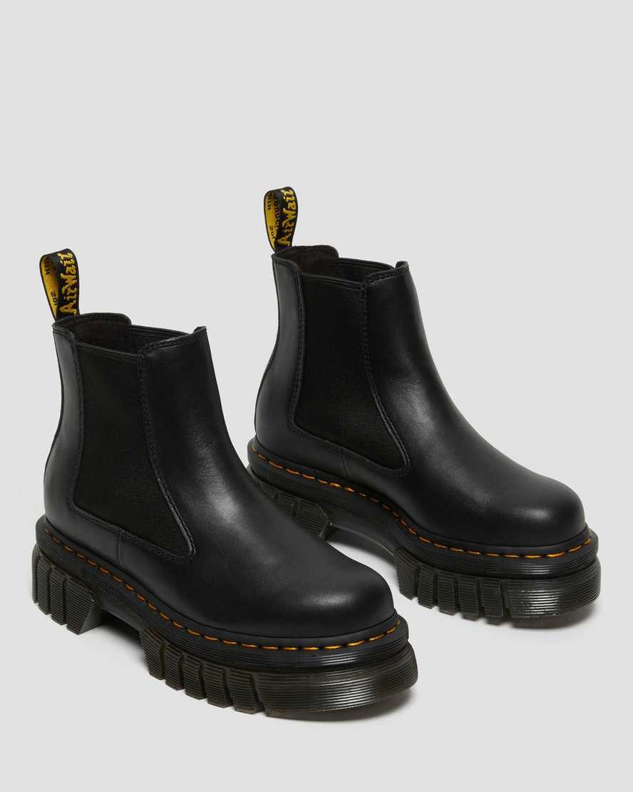 Women's Dr Martens Audrick Nappa Leather Platform Chelsea Boots Black Nappa Lux | 972VMJHNE