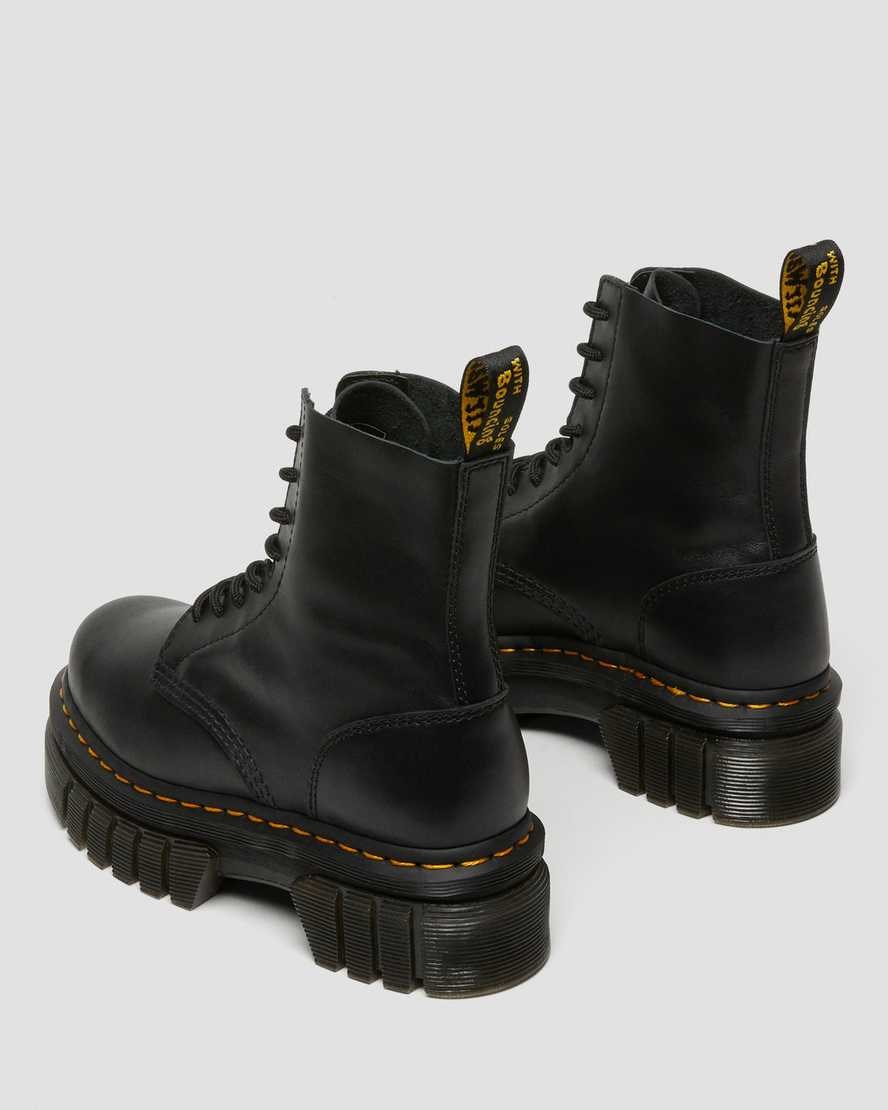 Women's Dr Martens Audrick Nappa Leather Platform Lace Up Boots Black Nappa Lux | 983MYRFUI