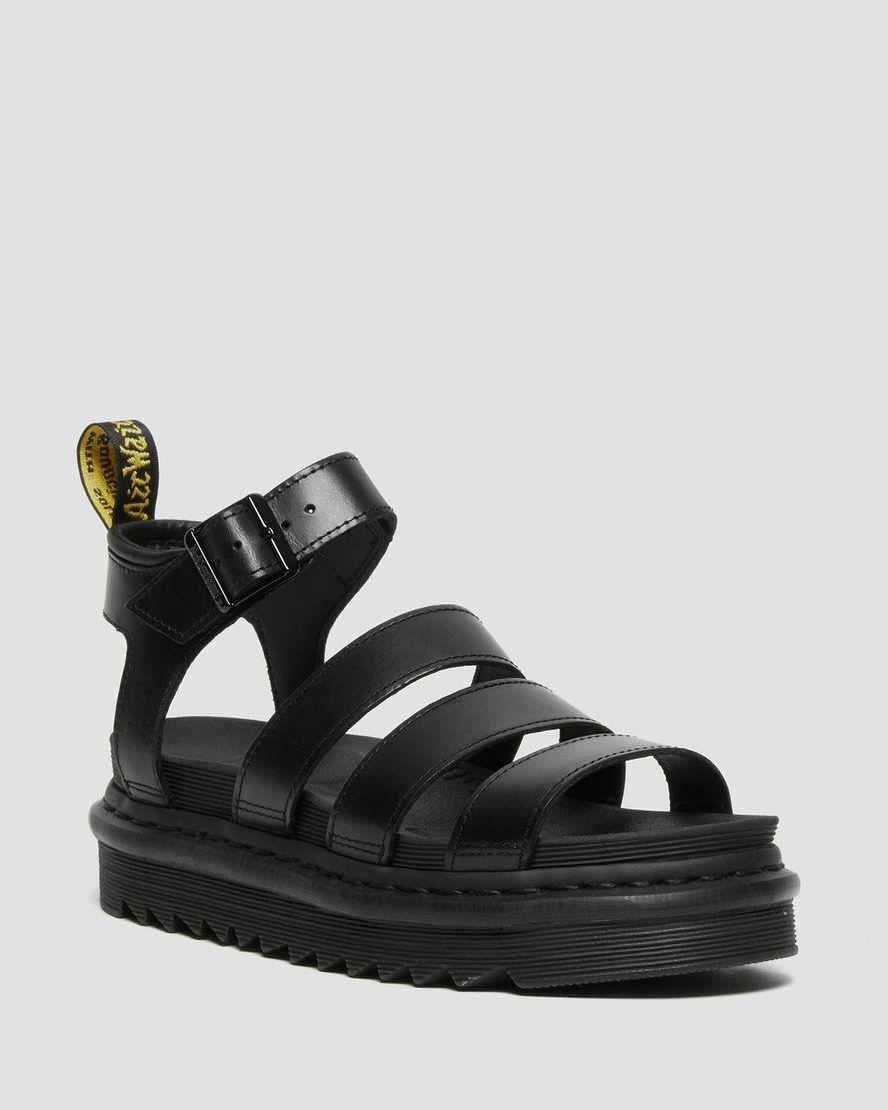 Women's Dr Martens Blaire Brando Leather Gladiator Sandals Black Brando | 235LBSRNJ