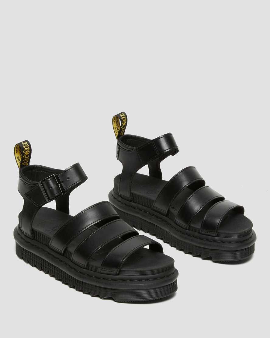 Women's Dr Martens Blaire Brando Leather Gladiator Sandals Black Brando | 235LBSRNJ