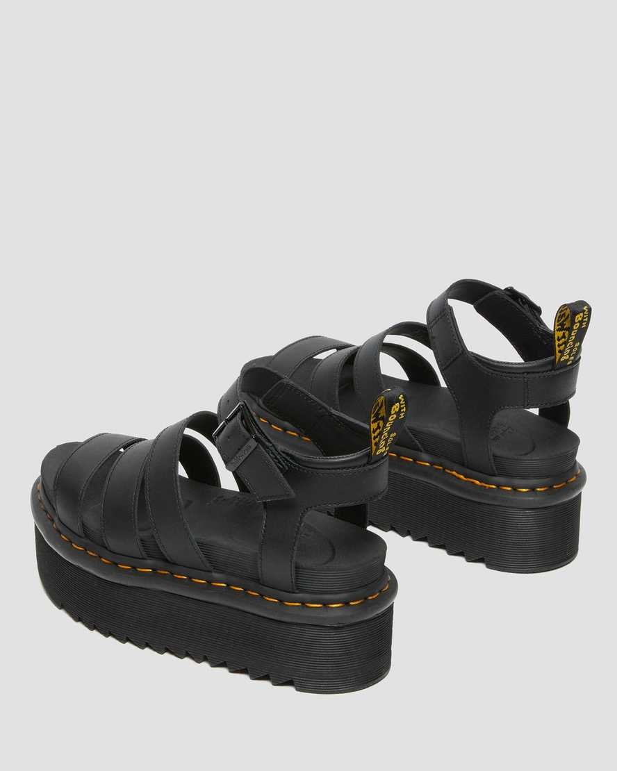 Women's Dr Martens Blaire Hydro Leather Platform Strap Sandals Black Hydro Leather | 901WLIBTM