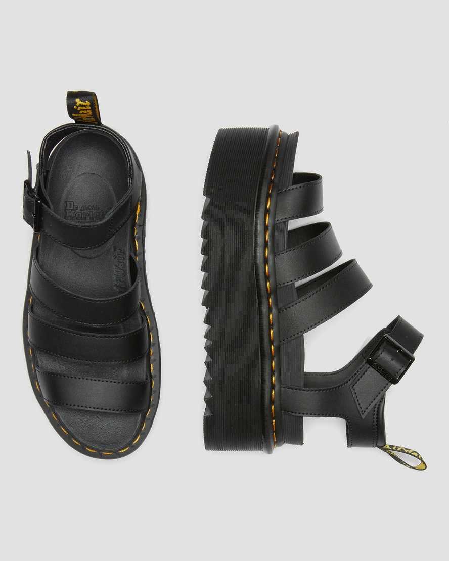 Women's Dr Martens Blaire Hydro Leather Platform Strap Sandals Black Hydro Leather | 901WLIBTM