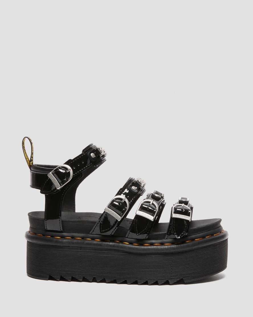 Women's Dr Martens Blaire II Chain Patent Leather Patent Sandals Black Patent Lamper | 820ZQINRW