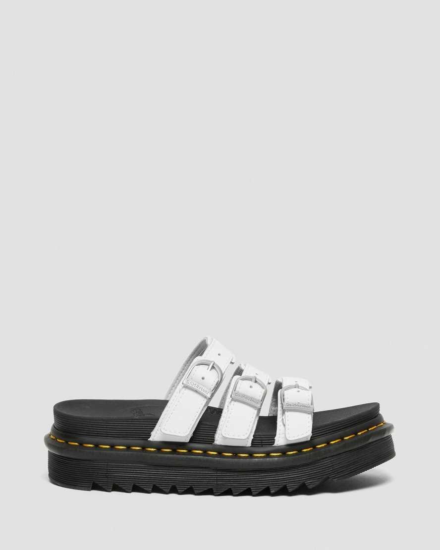 Women's Dr Martens Blaire Leather Slide Sandals White Hydro Leather | 450VZBHYE