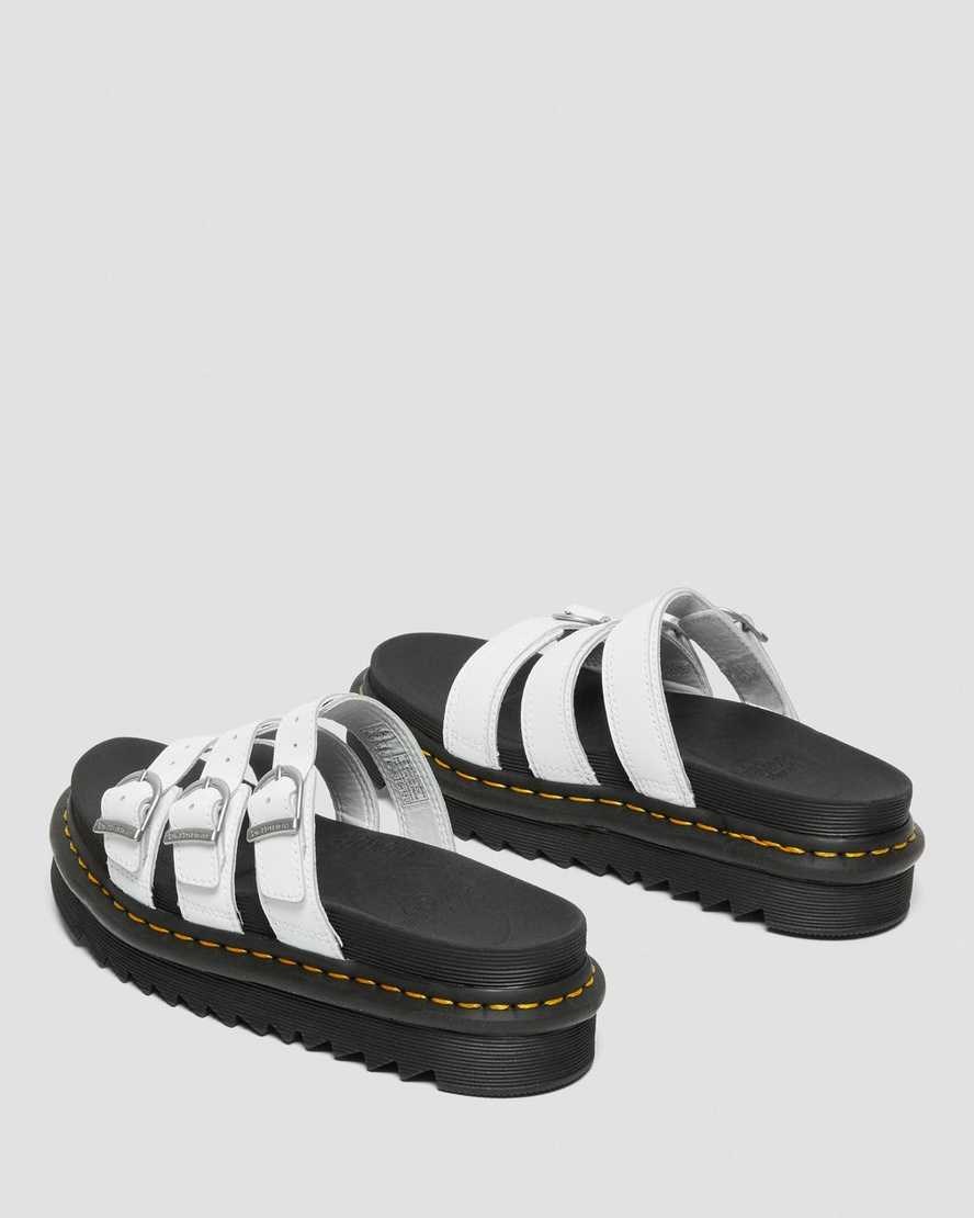 Women's Dr Martens Blaire Leather Slide Sandals White Hydro Leather | 450VZBHYE