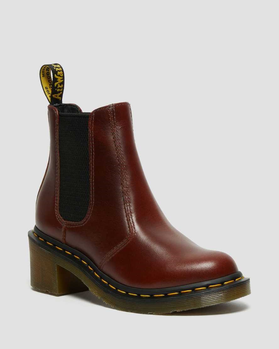 Women\'s Dr Martens Cadence Leather Heeled Boots Brown Abruzzo Wp | 036IYKNSX