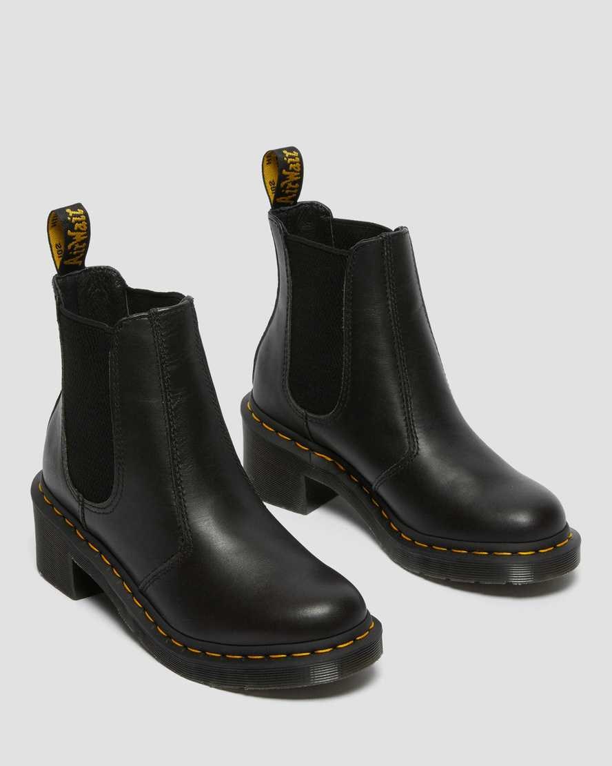 Women's Dr Martens Cadence Leather Heeled Chelsea Boots Black Wanama | 456BVNLOF