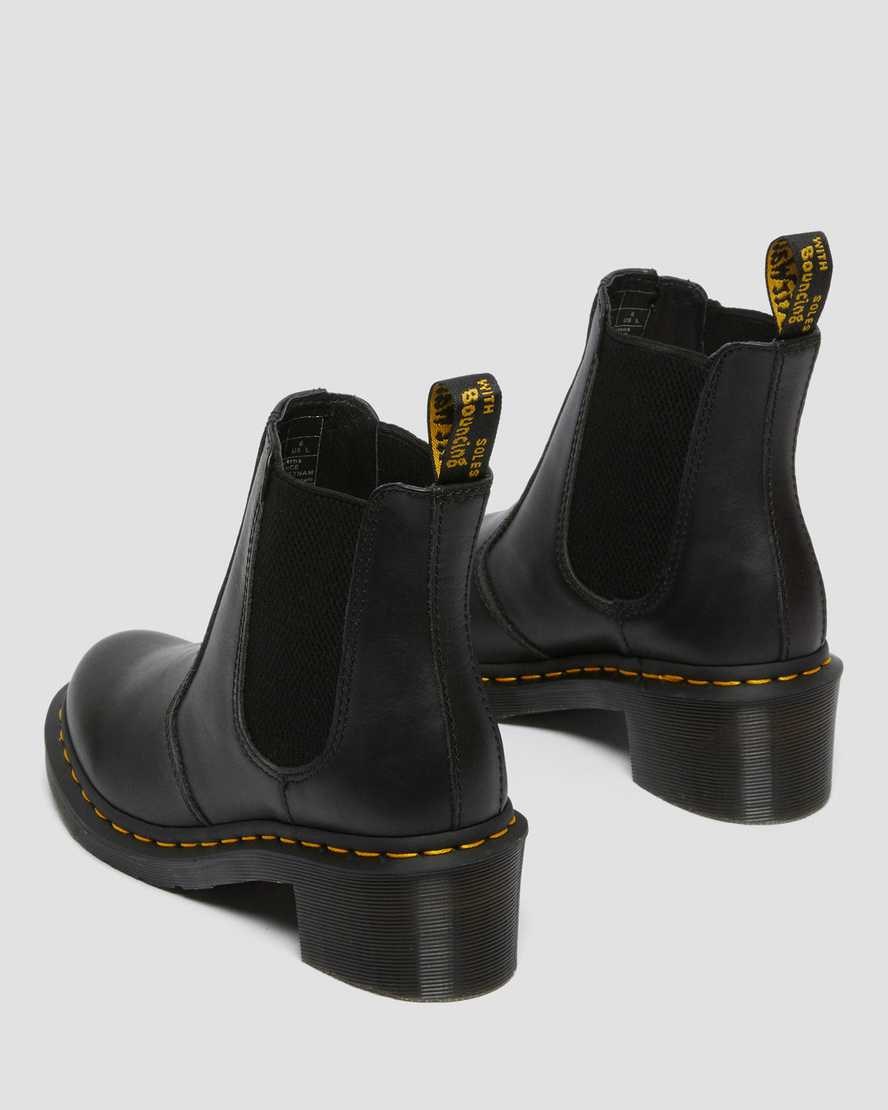 Women's Dr Martens Cadence Leather Heeled Chelsea Boots Black Wanama | 456BVNLOF