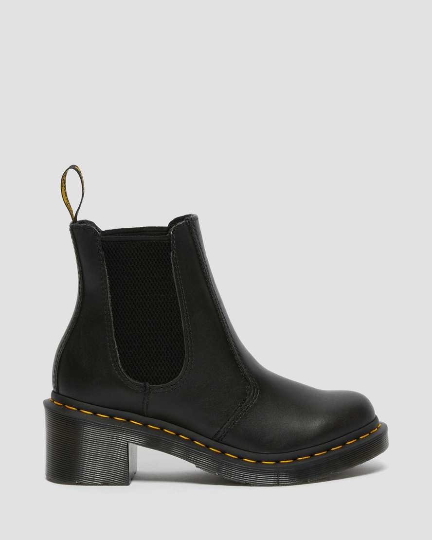 Women's Dr Martens Cadence Leather Heeled Chelsea Boots Black Wanama | 456BVNLOF