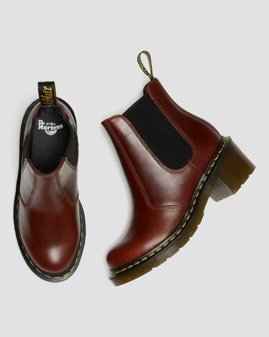 Women's Dr Martens Cadence Leather Heeled Chelsea Boots Brown Abruzzo Wp | 471LWHKGO