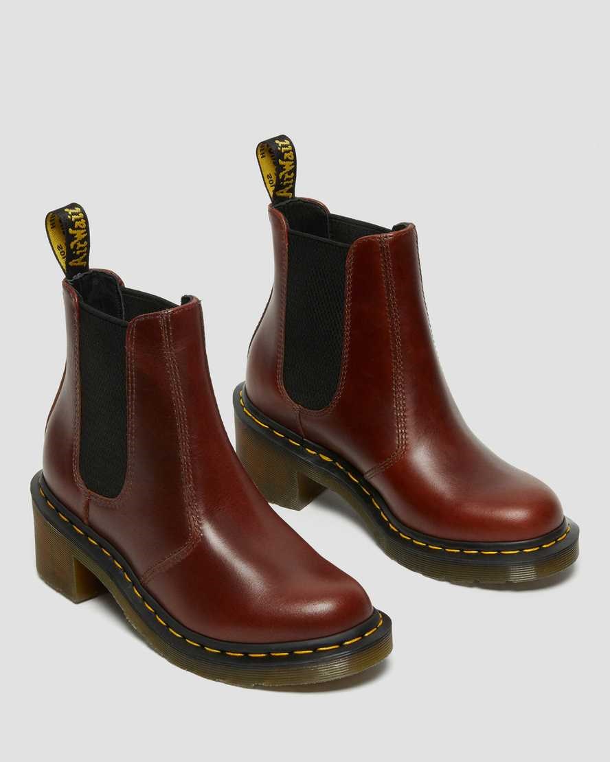 Women's Dr Martens Cadence Leather Heeled Chelsea Boots Brown Abruzzo Wp | 471LWHKGO