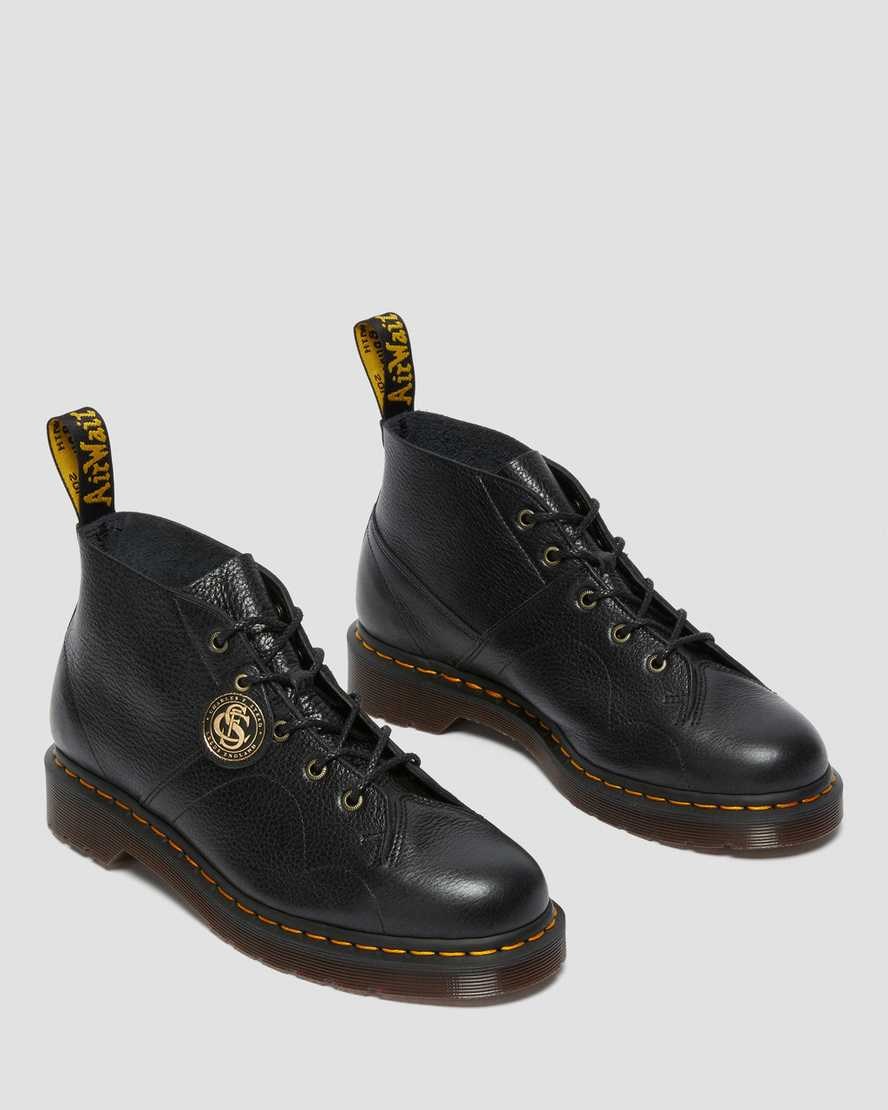 Women's Dr Martens Church Buckingham Leather Lace Up Boots Black Buckingham | 138DCHKVN