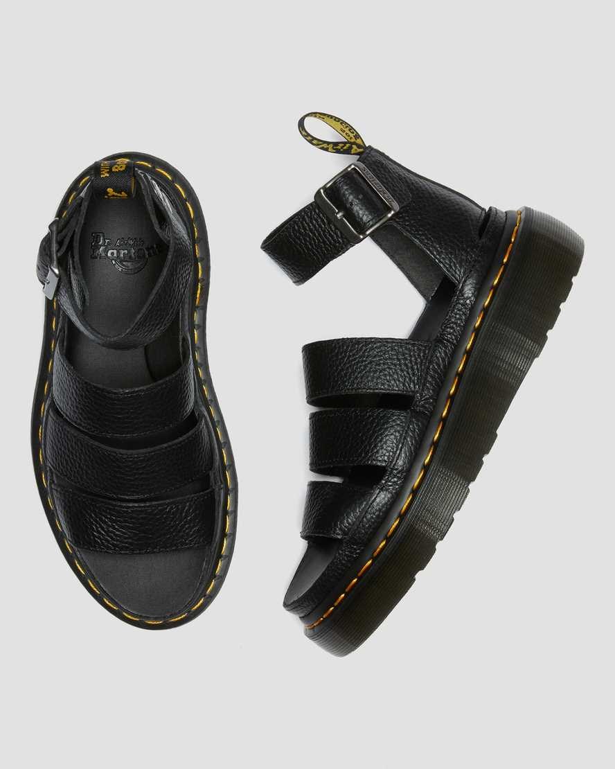 Women's Dr Martens Clarissa II Leather Platform Sandals Black Milled Nappa Leather | 879TKFPQM