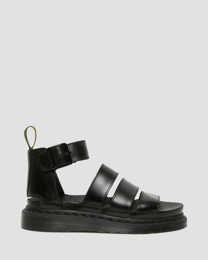 Women's Dr Martens Clarissa II Leather Strap Sandals Black Brando | 241PIRDAK