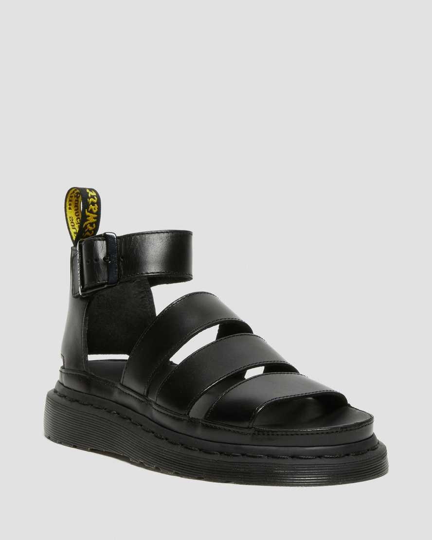 Women\'s Dr Martens Clarissa II Leather Strap Sandals Black Brando | 241PIRDAK