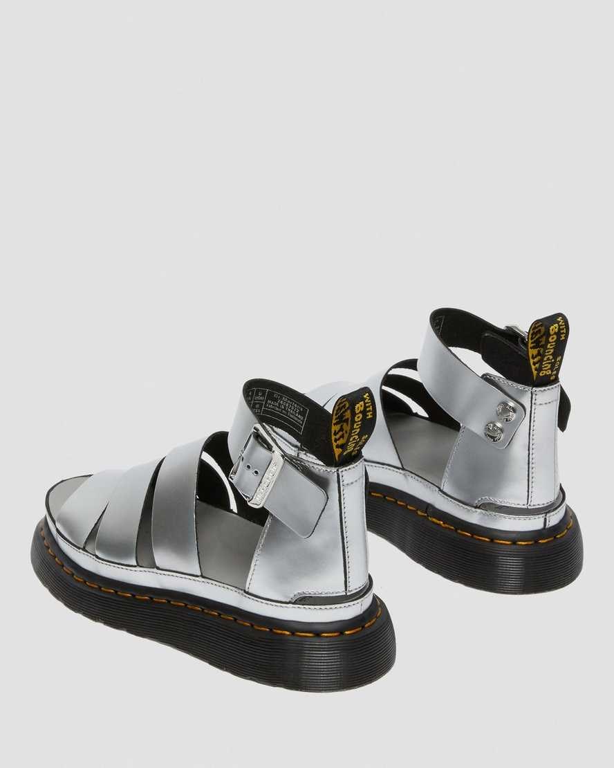 Women's Dr Martens Clarissa II Metallic Leather Sandals Silver | 401BKLHCR