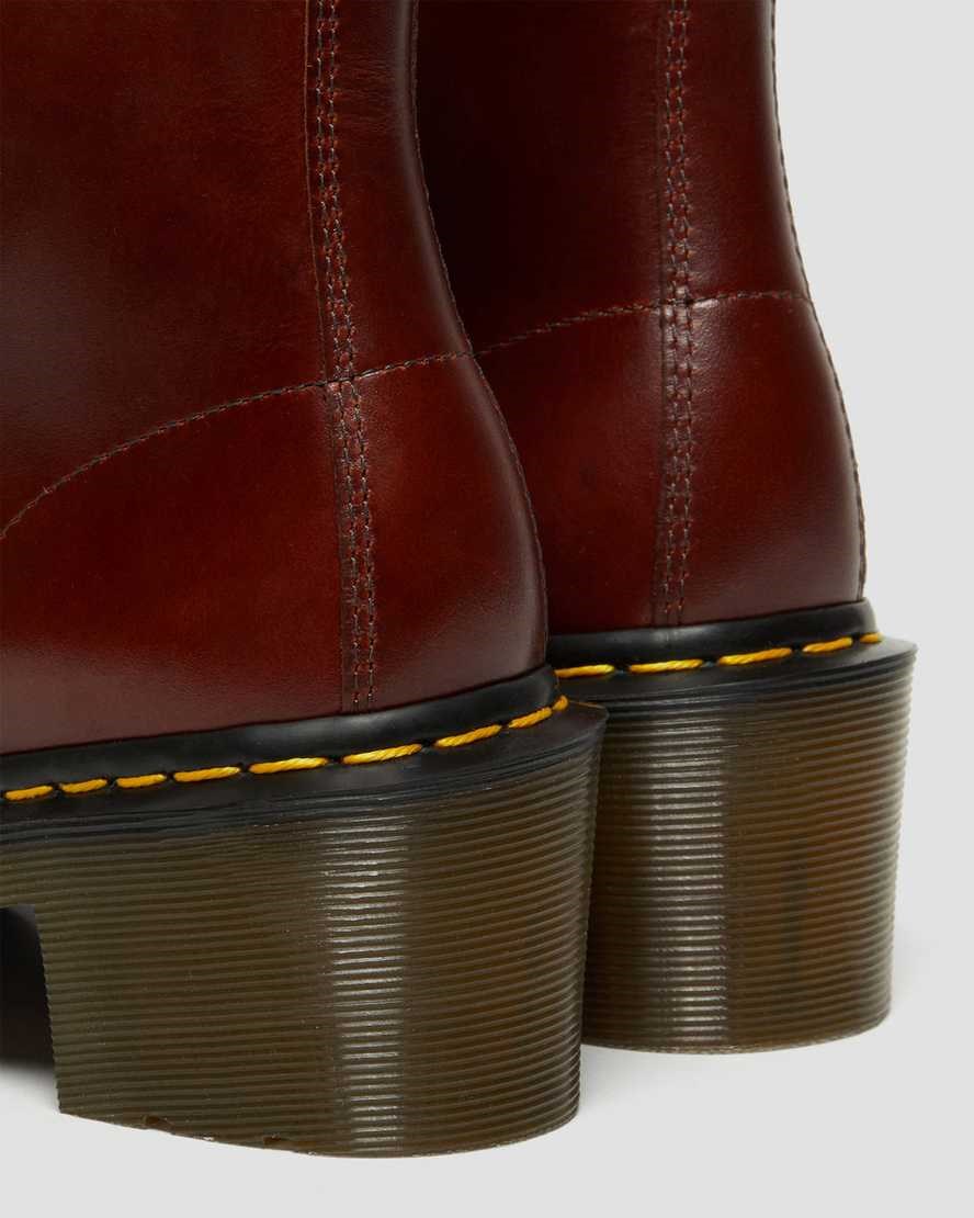 Women's Dr Martens Clemency Leather Heeled Boots Brown Abruzzo Wp | 613BAOJCN