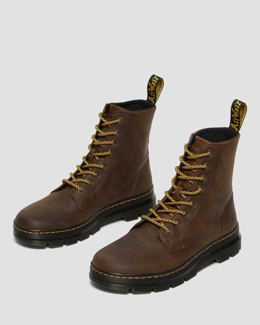 Women's Dr Martens Combs Crazy Horse Leather Ankle Boots Brown Crazy Horse Leather | 250TJAPFB