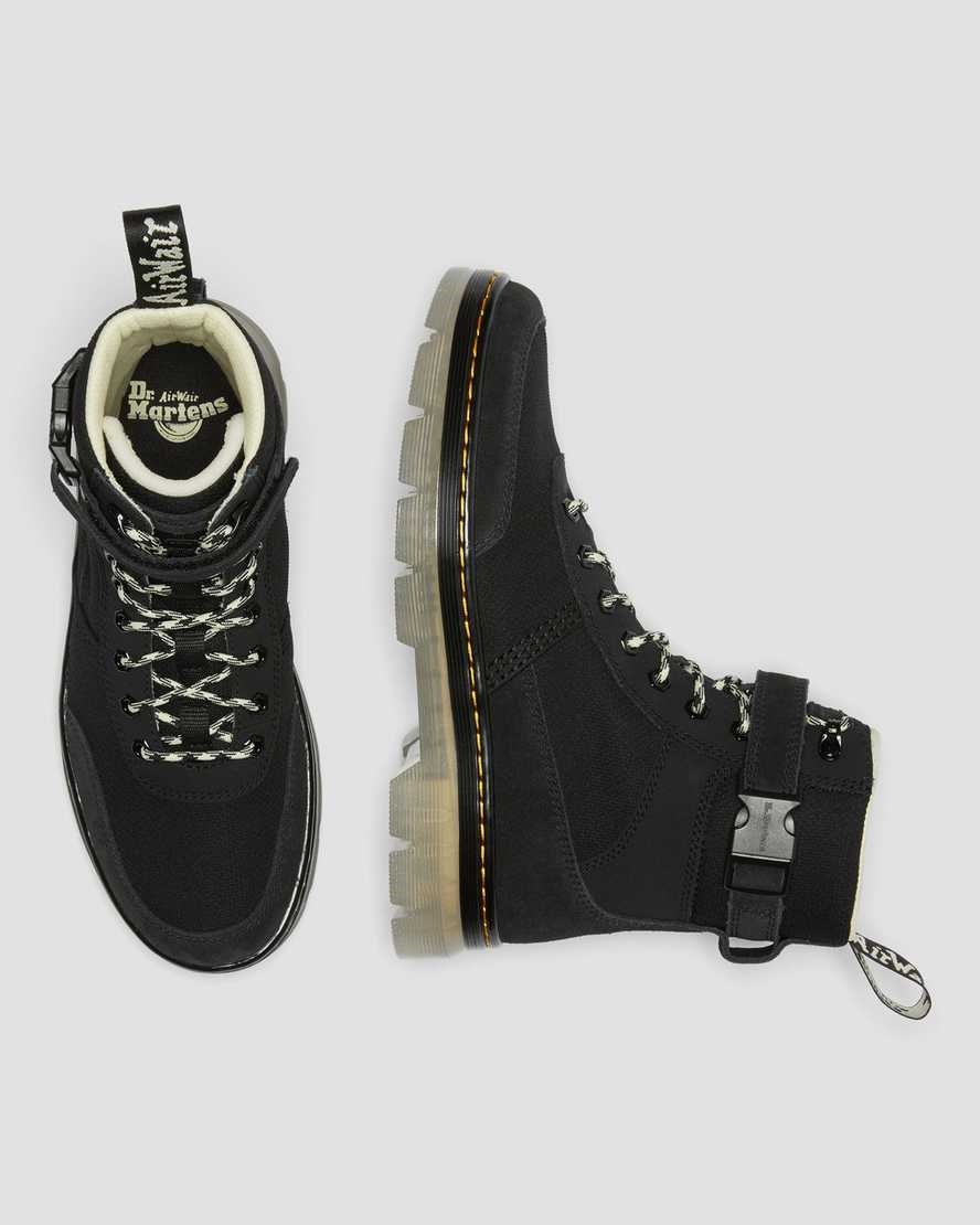 Women's Dr Martens Combs Tech Superknit + Suede Lace Up Boots Black | 590BMDQIF