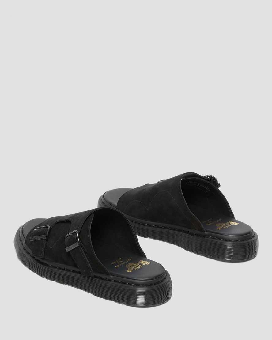 Women's Dr Martens Dayne Made in England Suede Slide Sandals Black Repello Calf Suede | 704RHBATF