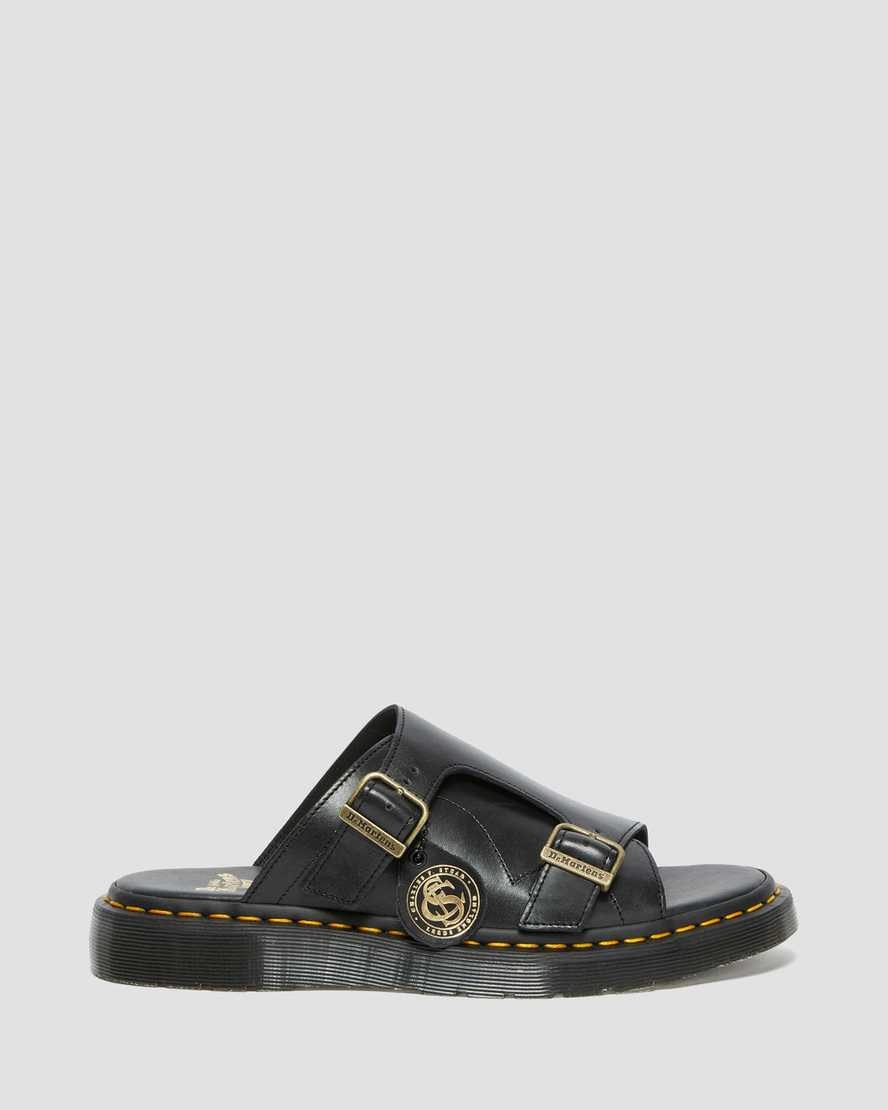 Women's Dr Martens Dayne Made in England Leather Slide Sandals Black | 927EPTMAI