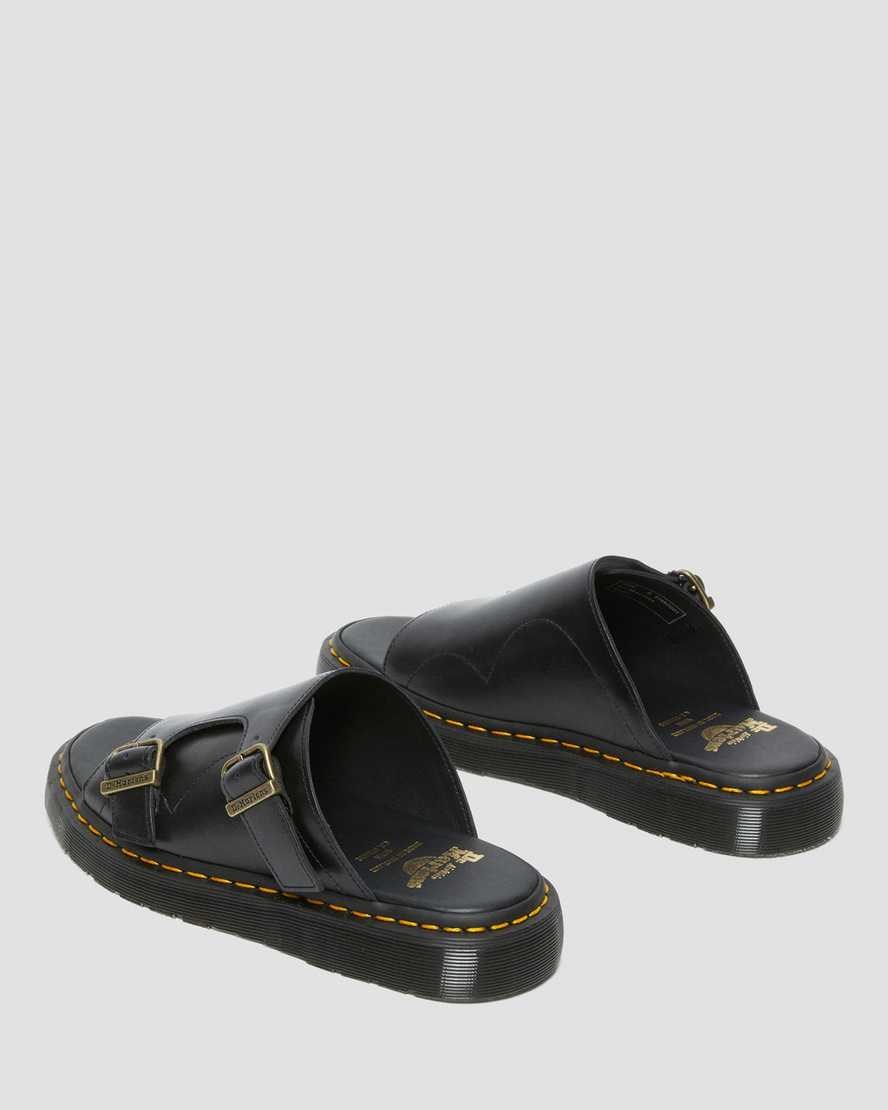 Women's Dr Martens Dayne Made in England Leather Slide Sandals Black | 927EPTMAI