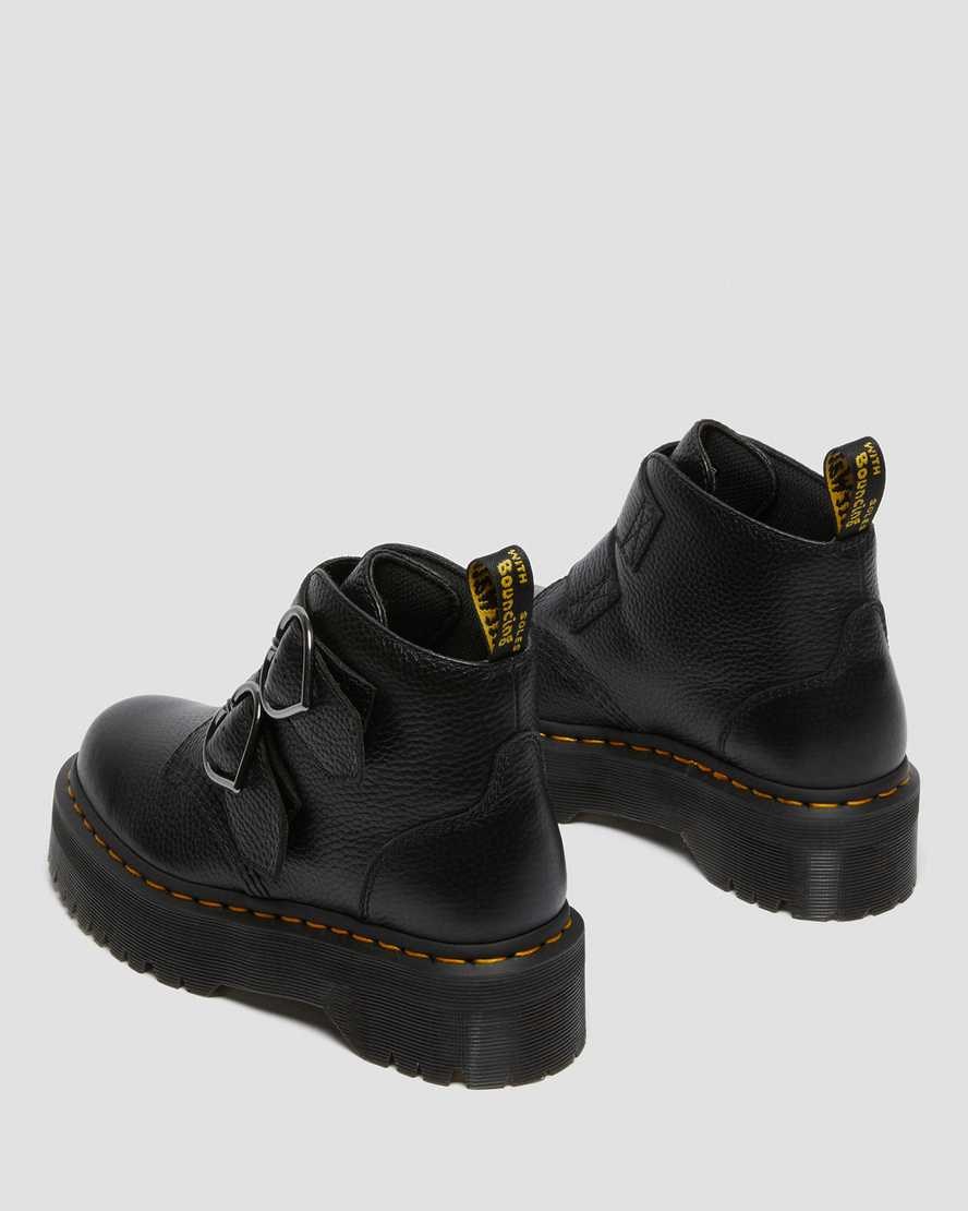 Women's Dr Martens Devon Heart Leather Ankle Boots Black Milled Nappa Leather | 592YRTWEN