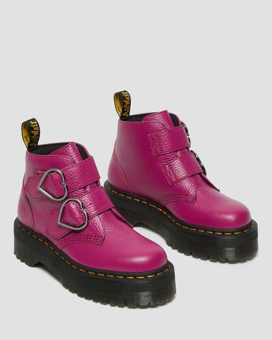 Women's Dr Martens Devon Heart Leather Ankle Boots Pink Milled Nappa Leather | 694DKZYGT