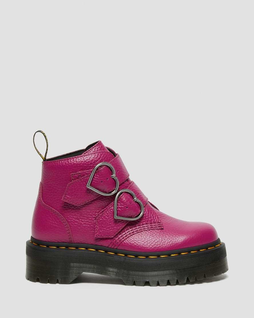 Women's Dr Martens Devon Heart Leather Ankle Boots Pink Milled Nappa Leather | 694DKZYGT