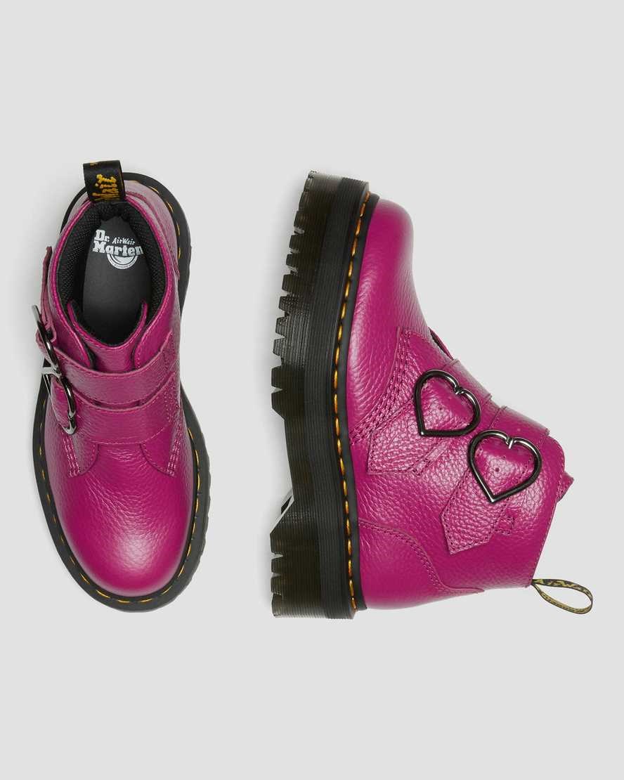 Women's Dr Martens Devon Heart Leather Ankle Boots Pink Milled Nappa Leather | 694DKZYGT