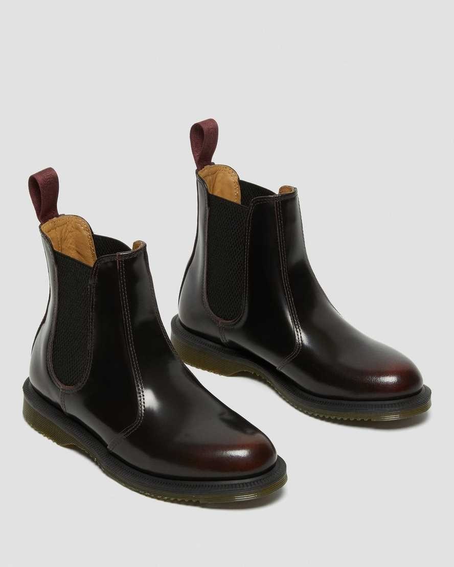 Women's Dr Martens Flora Arcadia Leather Chelsea Boots Cherry Red Arcadia Leather | 358AVEXUO