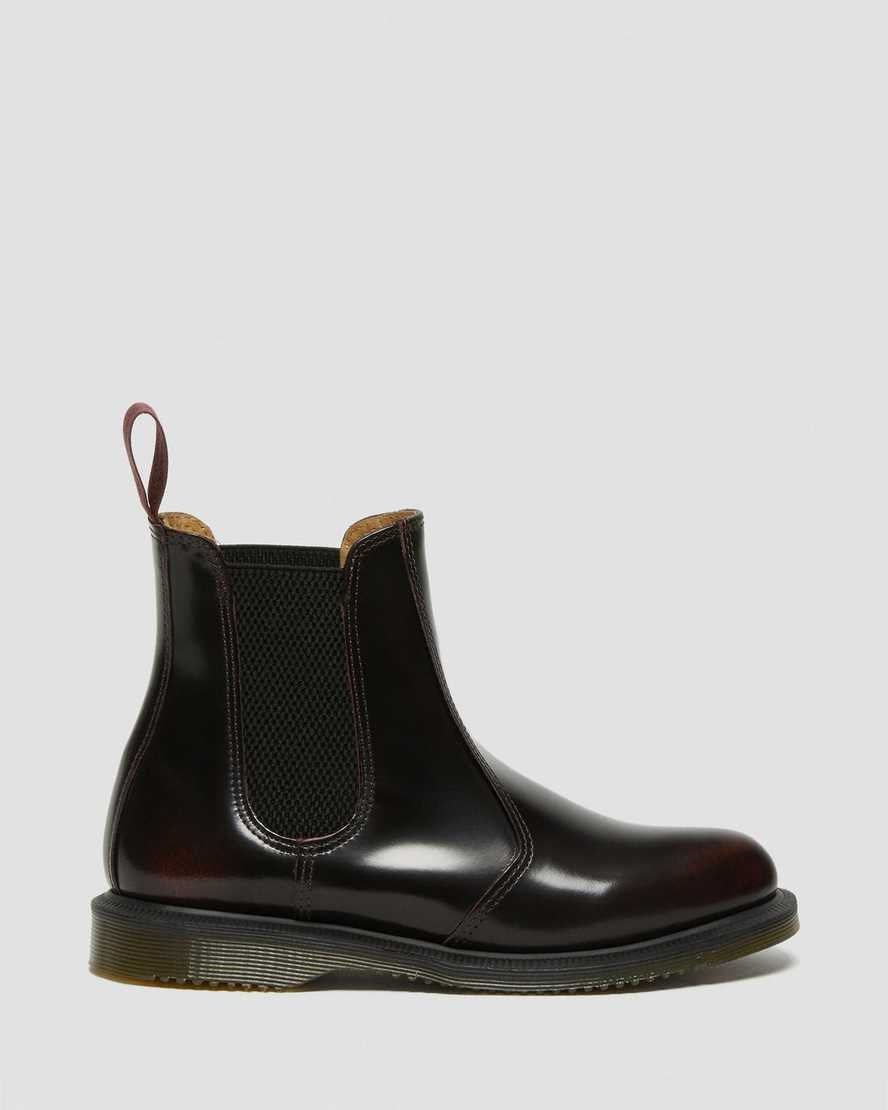 Women's Dr Martens Flora Arcadia Leather Chelsea Boots Cherry Red Arcadia Leather | 358AVEXUO