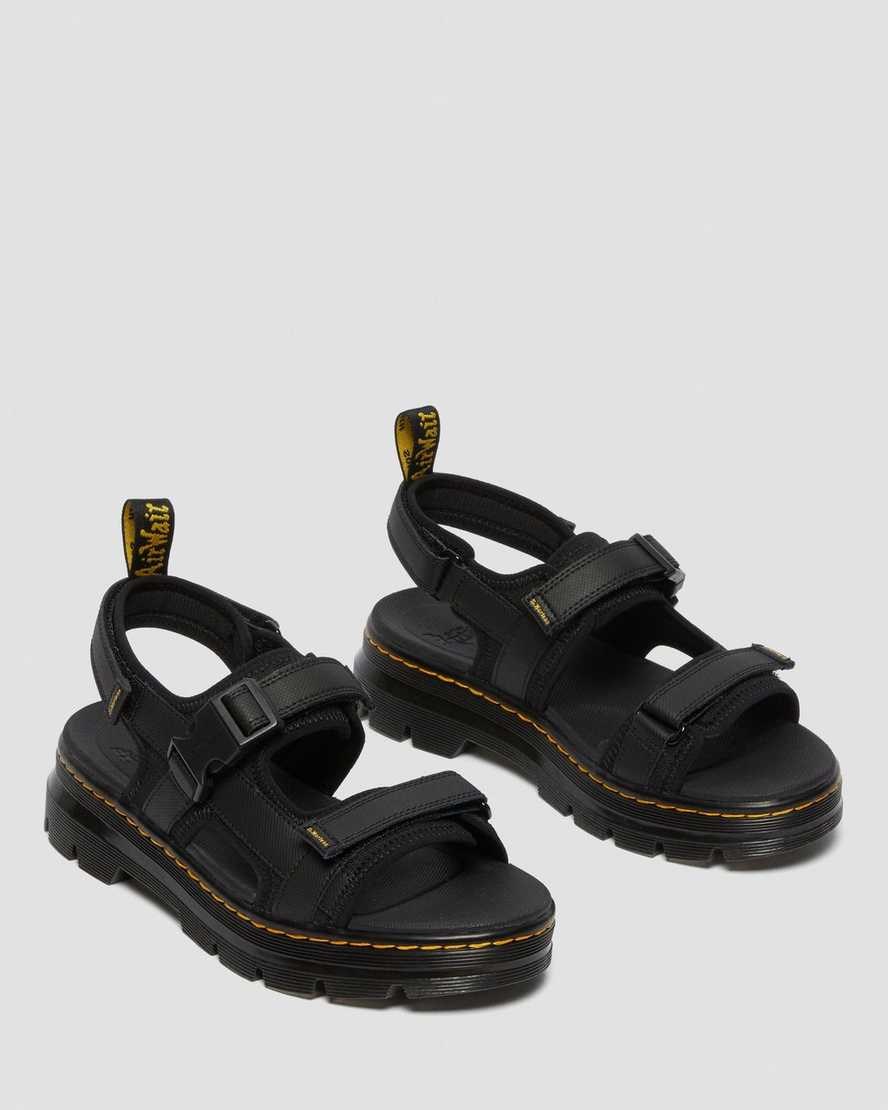 Women's Dr Martens Forster Webbing Sandals Black | 920SGQAPU