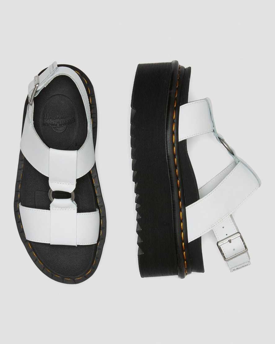 Women's Dr Martens Francis Leather Strap Sandals White Hydro Leather | 405OSCZRJ