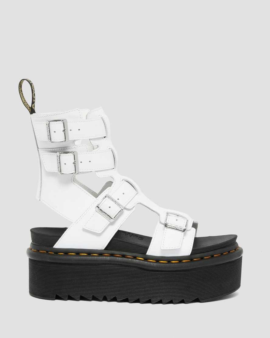 Women's Dr Martens Giavanna Leather Platform Gladiator Sandals White Softy T | 219GQCHMJ