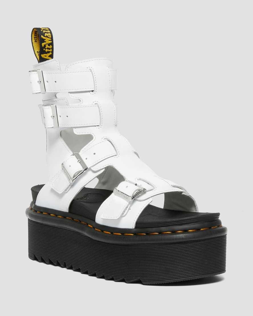 Women's Dr Martens Giavanna Leather Platform Gladiator Sandals White Softy T | 219GQCHMJ