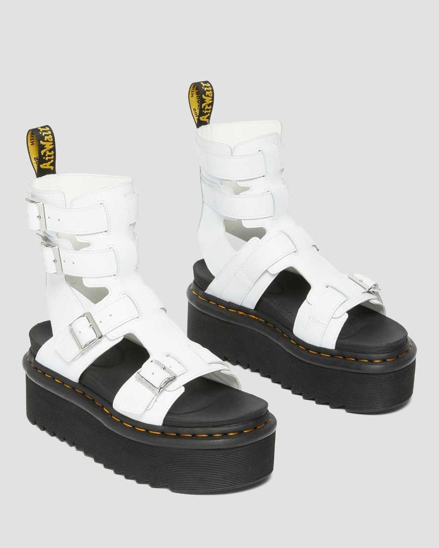 Women's Dr Martens Giavanna Leather Platform Gladiator Sandals White Softy T | 219GQCHMJ