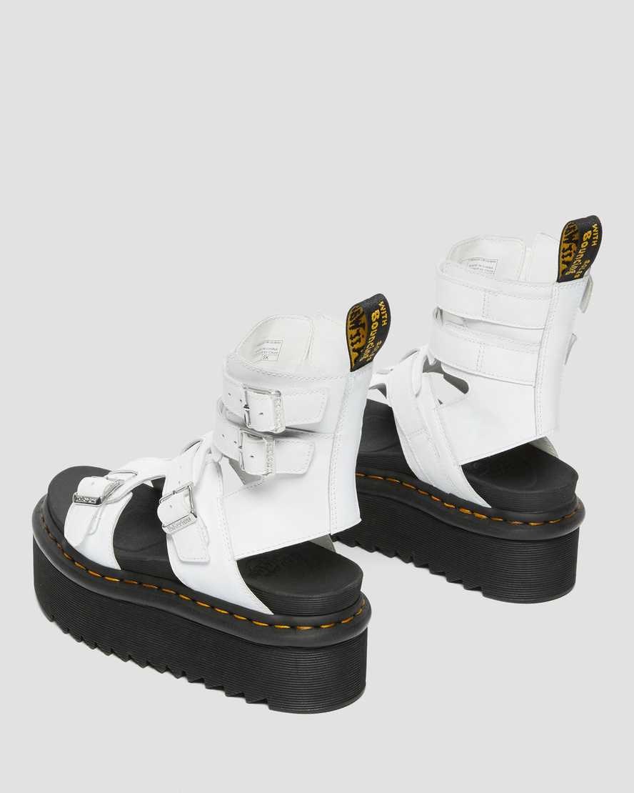 Women's Dr Martens Giavanna Leather Platform Gladiator Sandals White Softy T | 219GQCHMJ