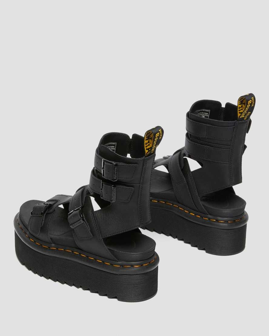 Women's Dr Martens Giavanna Leather Platform Gladiator Sandals Black Softy T | 768GHVJYN