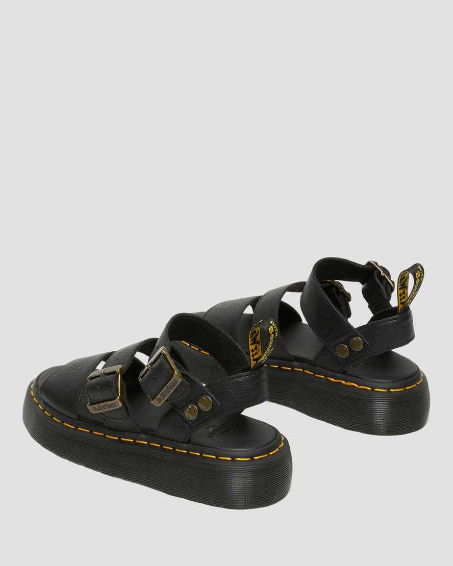 Women's Dr Martens Gryphon Platform Gladiator Sandals Black Pisa | 307EBFKMG