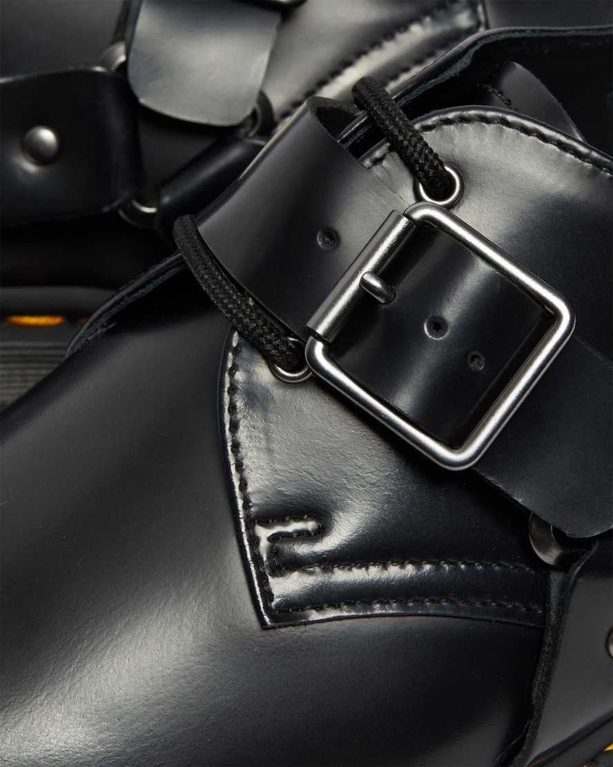 Women's Dr Martens Henree Polished Smooth Leather Buckle Shoes Black Polished Smooth | 348GOLRDA