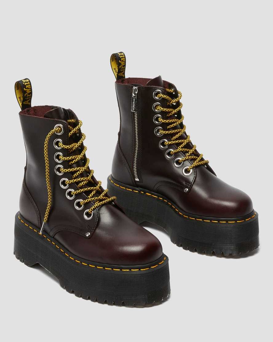 Women's Dr Martens Jadon Max Leather Ankle Boots Oxblood Atlas | 412YTHFZM