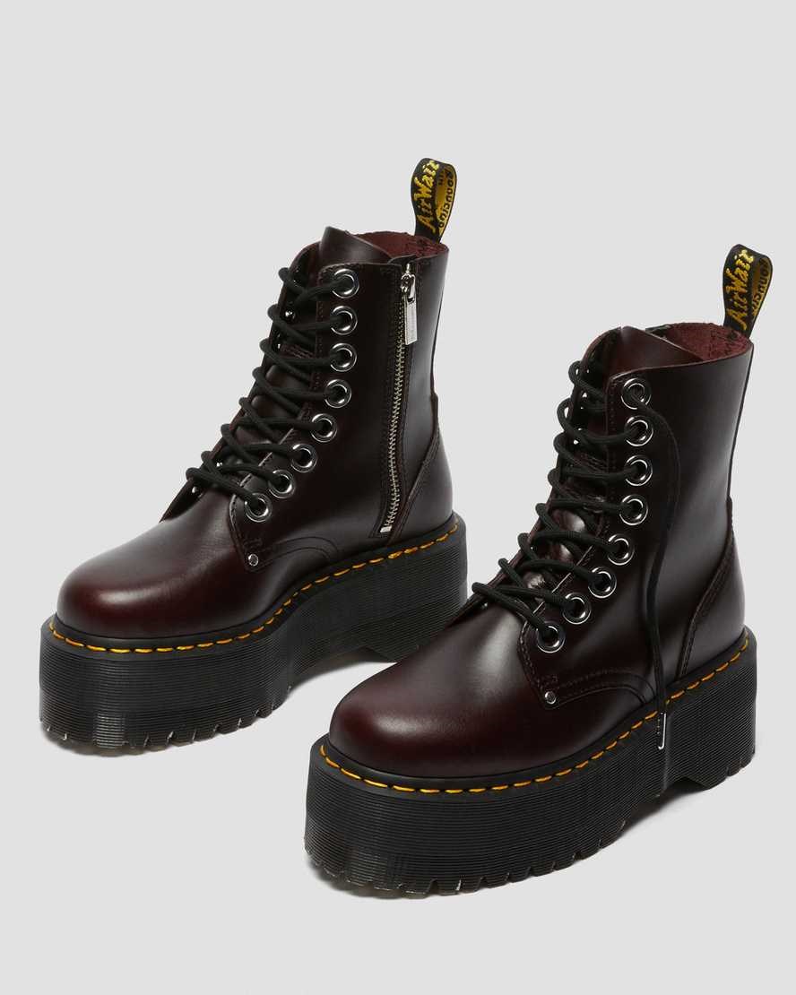 Women's Dr Martens Jadon Max Leather Ankle Boots Oxblood Atlas | 412YTHFZM