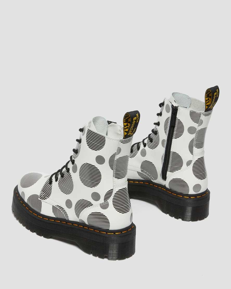 Women's Dr Martens Jadon Polka Dot Smooth Leather Lace Up Boots White Polka Dot Smooth | 630YIPHWM