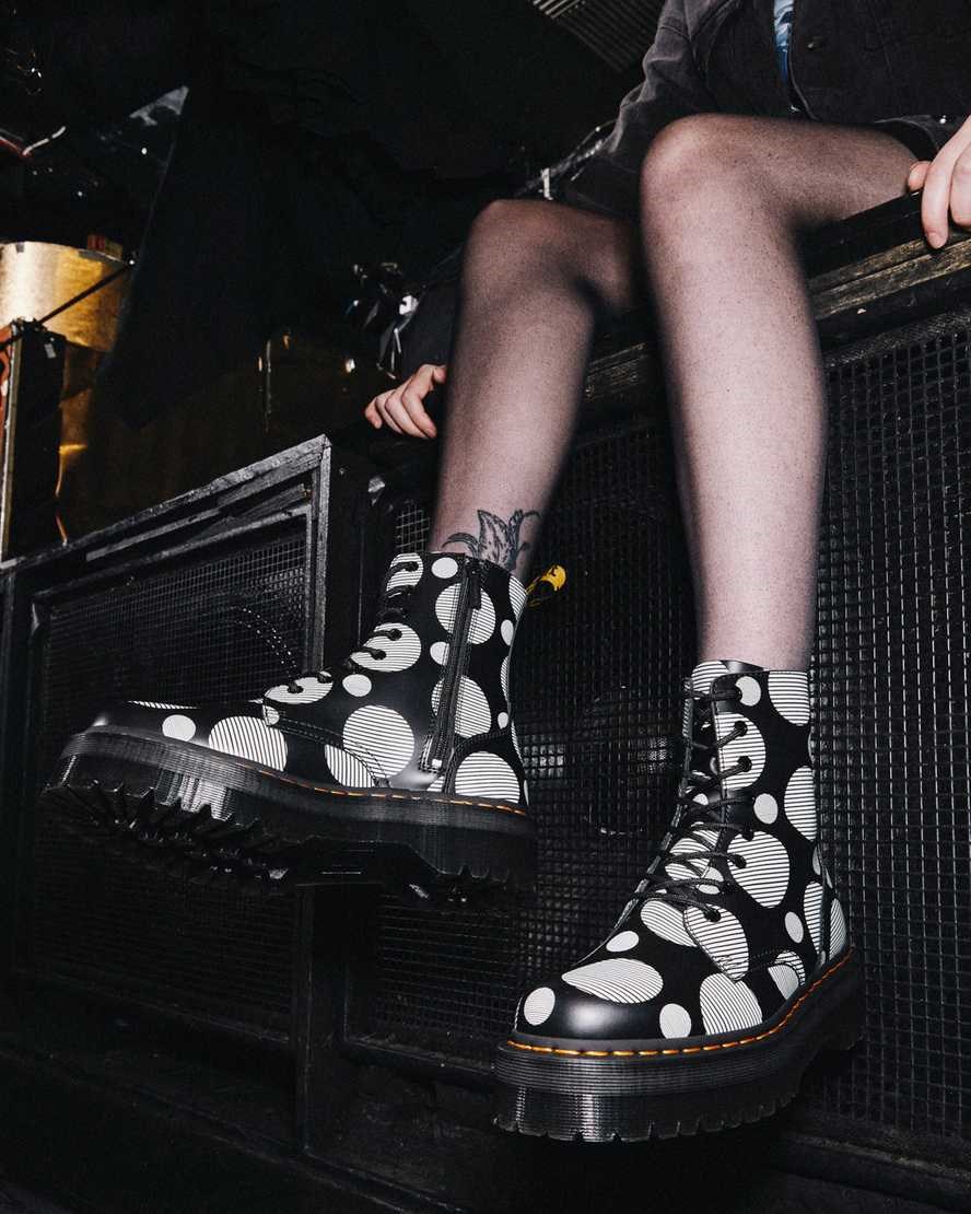 Women's Dr Martens Jadon Polka Dot Smooth Leather Ankle Boots Black Polka Dot Smooth | 690YLIUCJ