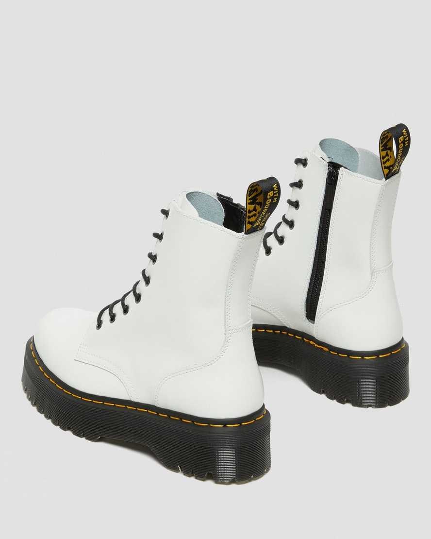 Women's Dr Martens Jadon Smooth Leather Lace Up Boots White Polished Smooth | 183YBTNCU