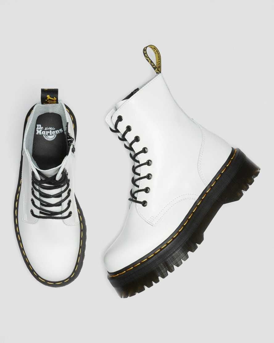 Women's Dr Martens Jadon Smooth Leather Lace Up Boots White Polished Smooth | 183YBTNCU