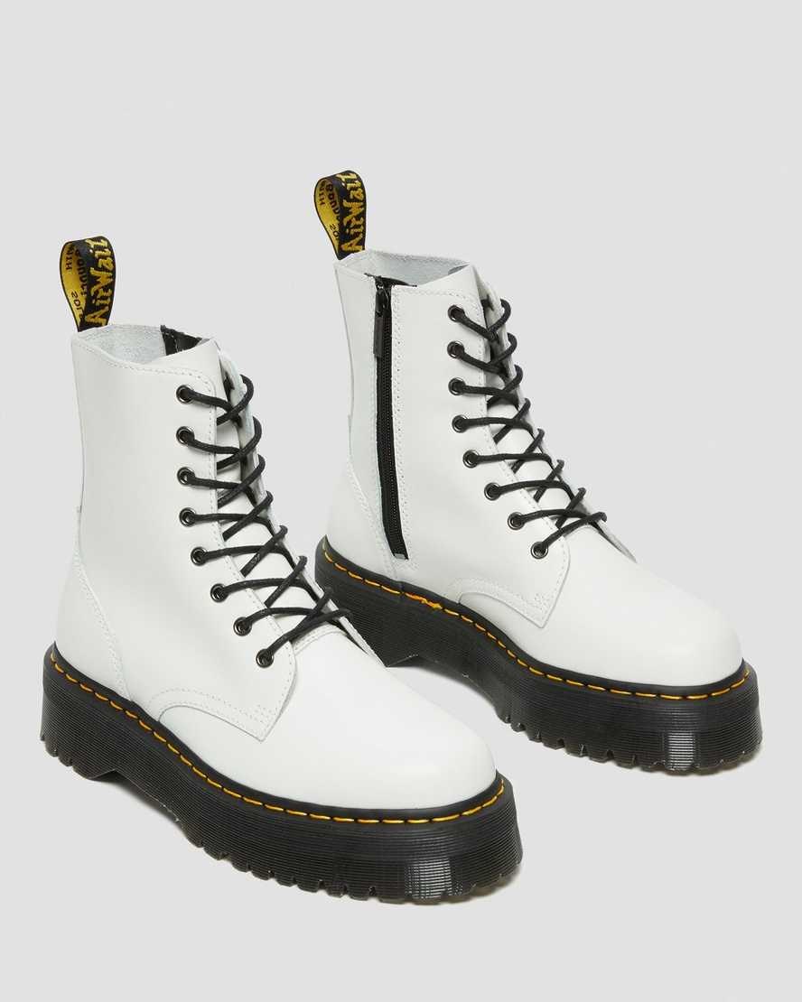 Women's Dr Martens Jadon Smooth Leather Lace Up Boots White Polished Smooth | 183YBTNCU